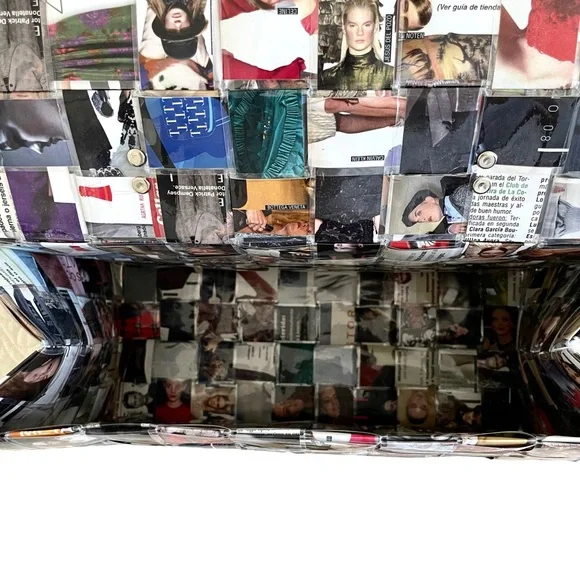 Designer Travel Weekend Bag/Large Tote Artisan Laminated Recycled Magazines - Picture 13 of 16